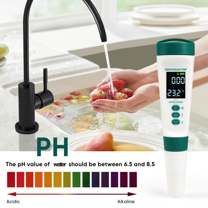 [Australia - AusPower] - Pool Salt Tester,pH Meter with Audio, TDS/PPM Tester for Swimming Pool, Hot Tub Spas,Aquariums & Hydroponics,Battery Power WQT-001 