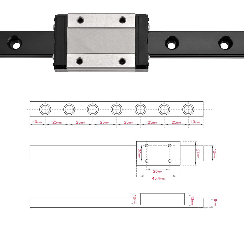 [Australia - AusPower] - MGN12H 350mm Linear Rail 13.78'' with MGN12H Steel Carriage Block for DIY 3D Printer and Machines Rail + MGN12H Carriage block 