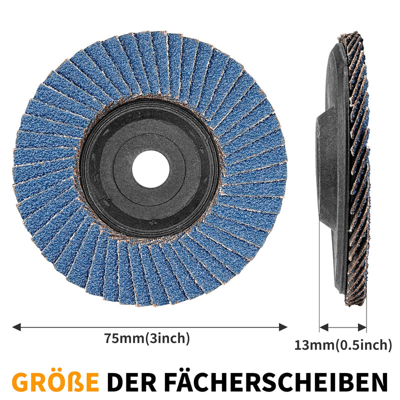 [Australia - AusPower] - NuoDunco Pack of 10 Flap Discs, 76 mm 60 Grain Slat Discs for Metal Wood Steel, Sanding Mop Discs Sanding Discs Flap Disc for 3 Inch Angle Grinder 