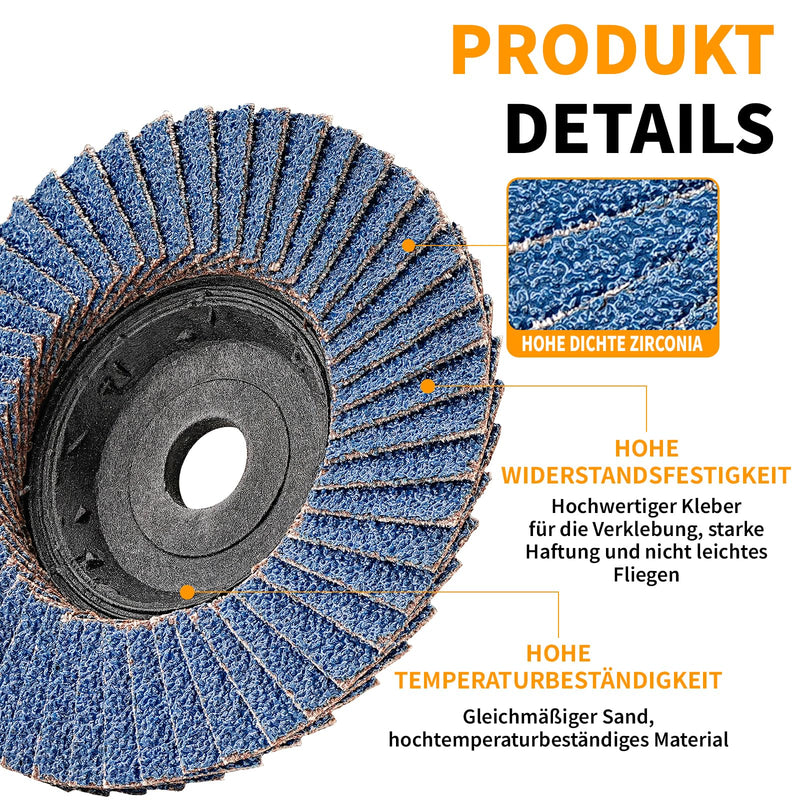 [Australia - AusPower] - NuoDunco Pack of 10 Flap Discs, 76 mm 60 Grain Slat Discs for Metal Wood Steel, Sanding Mop Discs Sanding Discs Flap Disc for 3 Inch Angle Grinder 