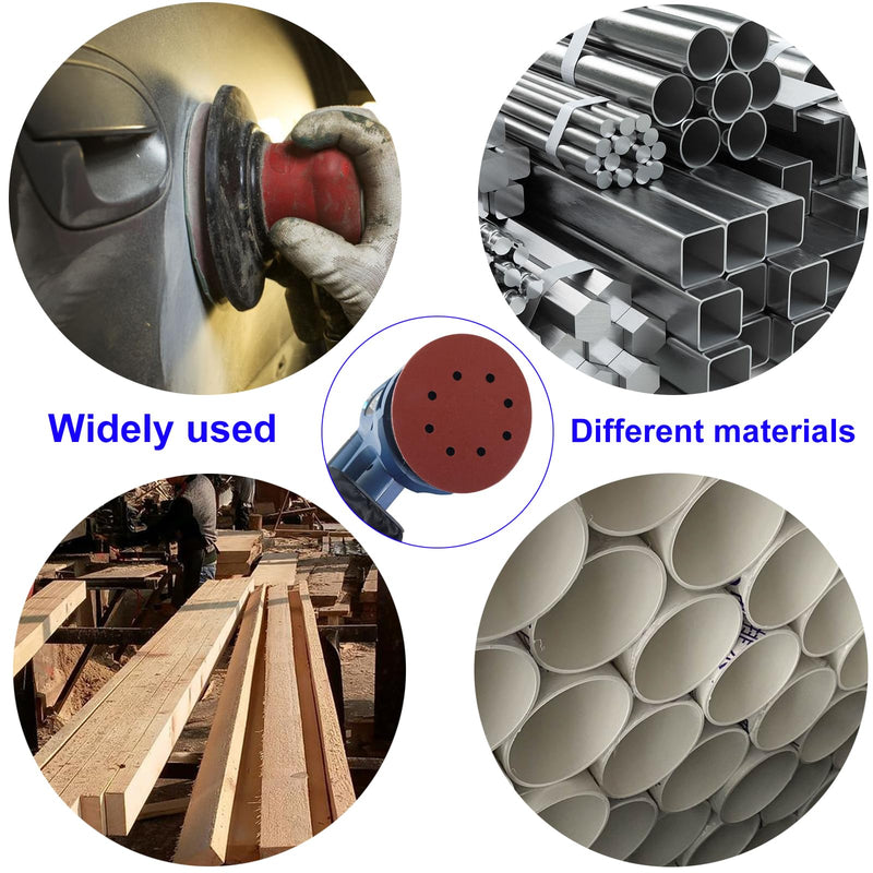 [Australia - AusPower] - Nutabevr Set of 80 Velcro Sandpaper, 8 Holes, Random Orbital Sanding Discs, Diameter 125 mm, Round Velcro for Random Orbital Sanders, Sanding Sheets Grit 40/60/80/100/120/180/240/320 