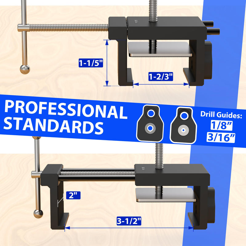 [Australia - AusPower] - Cabinet Clamps 2 Pack - Claw Clamps for Cabinet Installation, Face Frame Clamps with 3 Drill Guides and 3-Sided Thickened Protection Pads 2 Pack-1.7"-3.6"Opening Capacity 