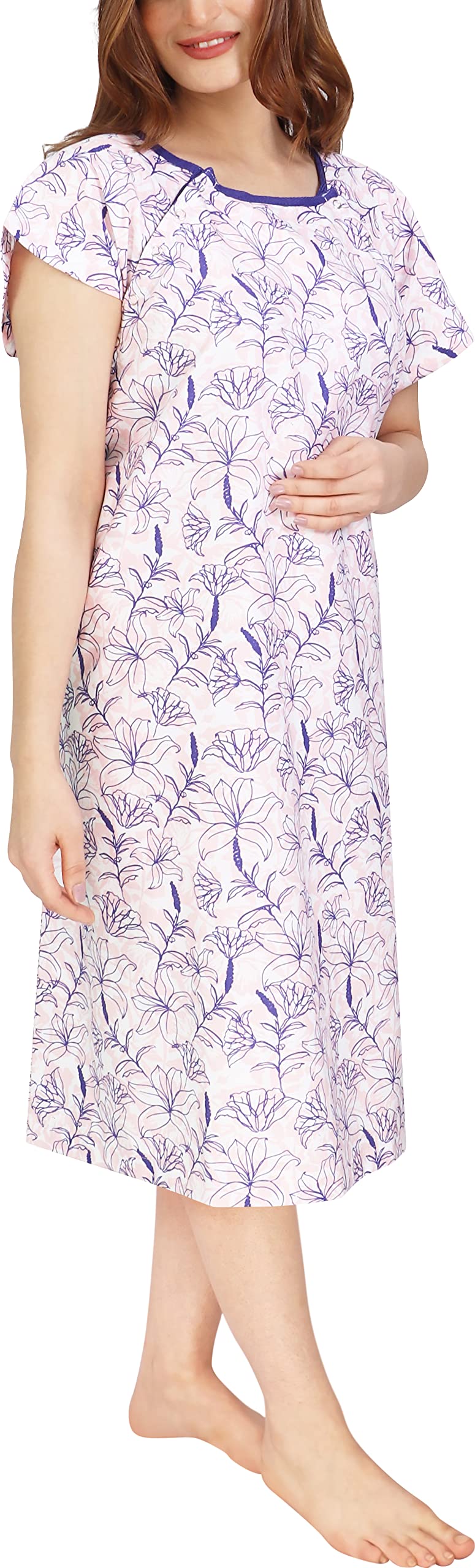 [Australia - AusPower] - NY Threads Women's Hospital Gown Soft and Stylish Patient Gown, 2XLarge-3XLarge, Vines Pink 