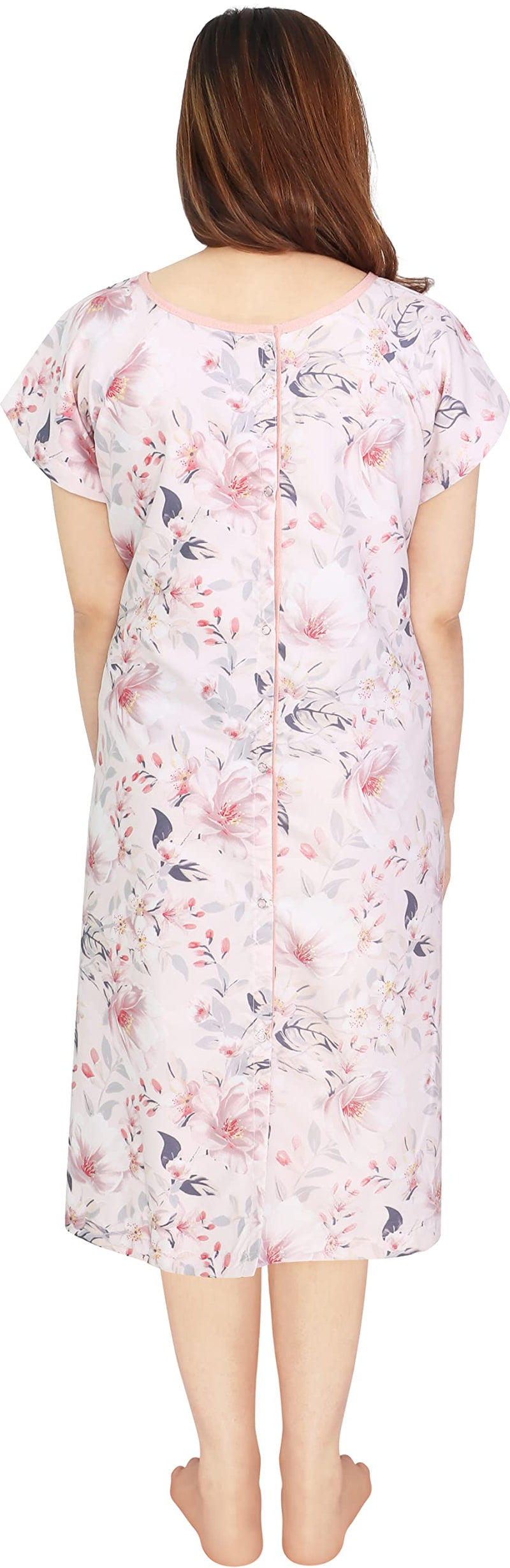 [Australia - AusPower] - NY Threads Women's Hospital Gown Soft and Stylish Patient Gown Large-X-Large White Rose - Pink 