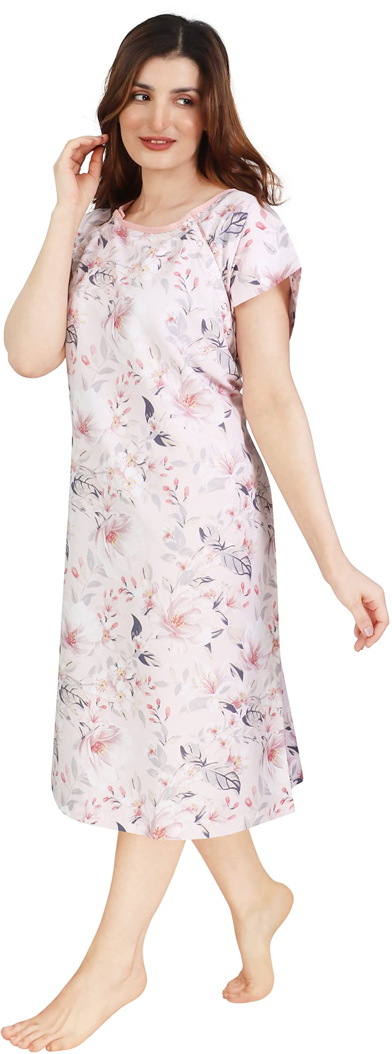 [Australia - AusPower] - NY Threads Women's Hospital Gown Soft and Stylish Patient Gown Large-X-Large White Rose - Pink 