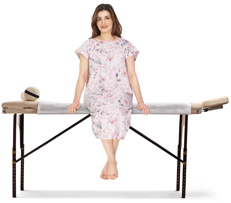 [Australia - AusPower] - NY Threads Women's Hospital Gown Soft and Stylish Patient Gown Large-X-Large White Rose - Pink 