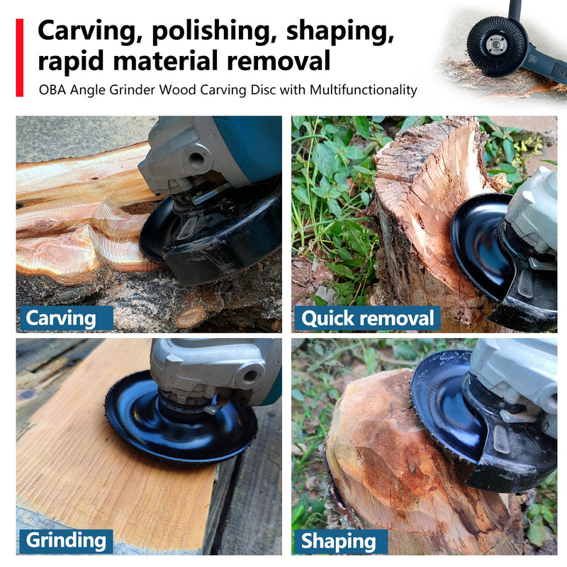 [Australia - AusPower] - OBA Wood Grinding Disc for Angle Grinder 125 mm, Pack of 3 Wood Grinding, Tree Stump Removal, Milling Disc for Grinding, Carving Shapes, Automatic Cooling Hole Set of 3, 125 mm 