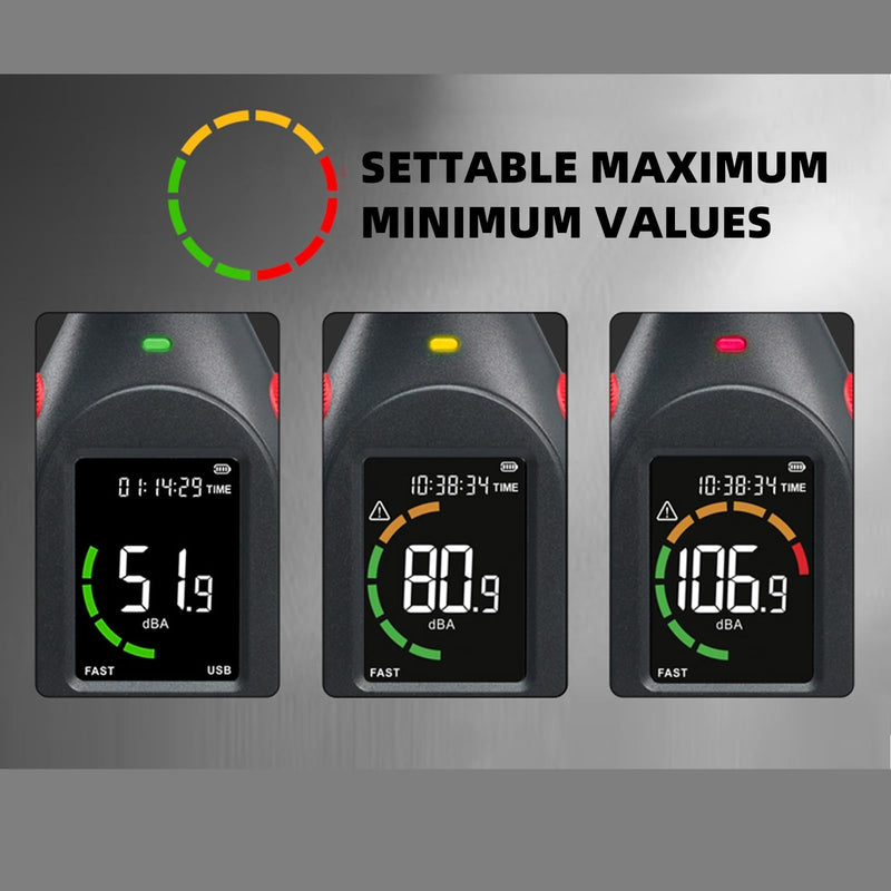 [Australia - AusPower] - OBEST Digital Portable Sound Level Meter with LCD Display, Decibel Meter, dB Meter 30 dB to 130 dB, Volume Meter, Noise Monitor with Alarm, Noise Meter Professional, Data Storage 