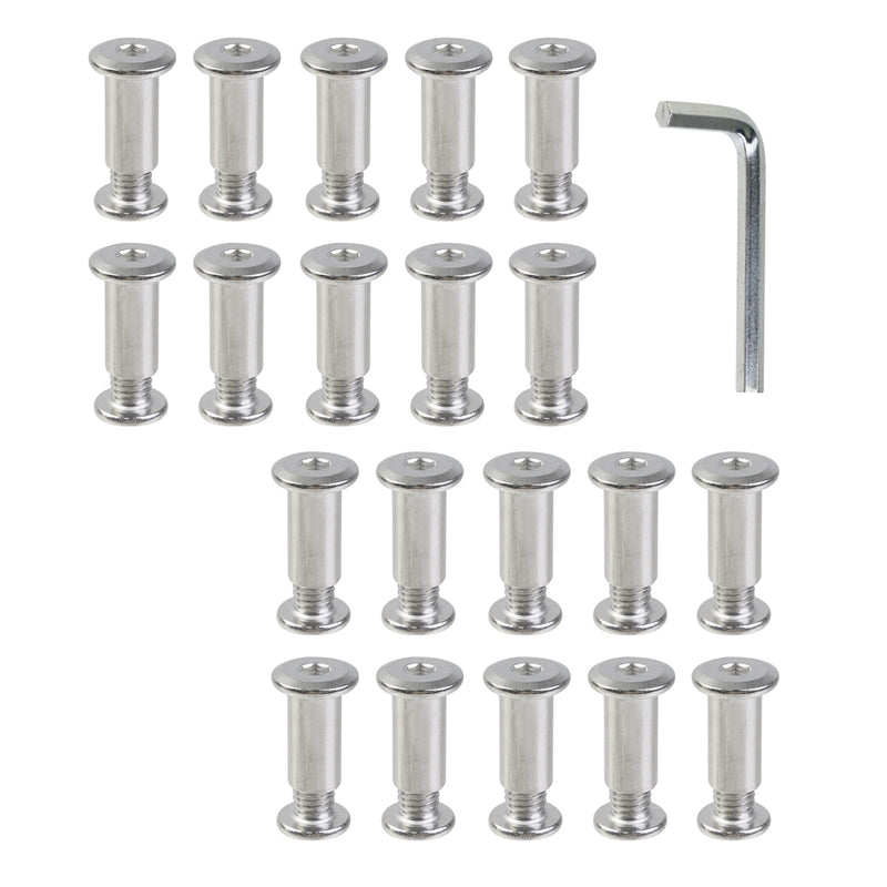 [Australia - AusPower] - 20 Sets M8×10mm Binding Post Screw Silver ?10×20mm Chicago Screws Furniture Joint Screw Rivets for Furniture, Chairs, Beds M8×10mm, ?10×20mm 
