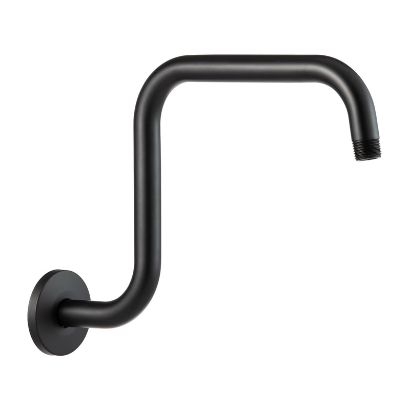 [Australia - AusPower] - OFFO Shower Head Extension Arm 13 Inch, S Shaped High Rise Extender with Flange Shower Head Pipe Arm, Matte Black 