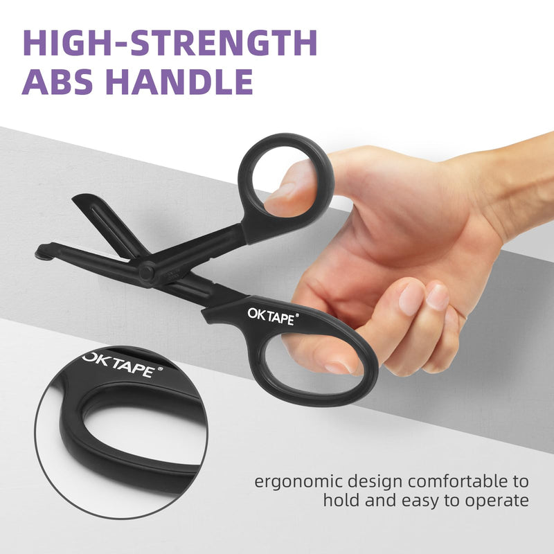 [Australia - AusPower] - OK TAPE Shears - Bandage Scissors?Medical Scissors, EMT Trauma Shears, Non-stick Scissors, First Aid Outdoor Stainless Steel Teflon, Black Handle and Black Coated Blades, 1 Packs 