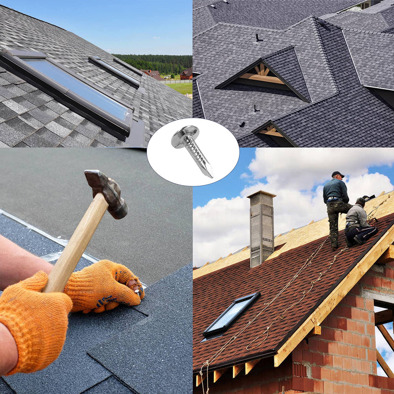 [Australia - AusPower] - Steel Roofing Felt Nails (200pcs), 0.59 Inch Roofing Felt Pins Suit for Shed Roof Roofing Felt Slate Boards,Broad Head Pins 