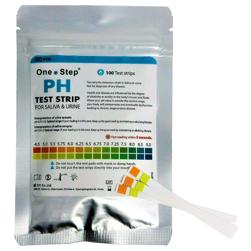 [Australia - AusPower] - One Step pH Test Strips for Urine & Saliva Testing (4.5-9.0), 100 Strips, Test Alkaline & Acid Levels in the Body, Highly Accurate Results in Seconds 
