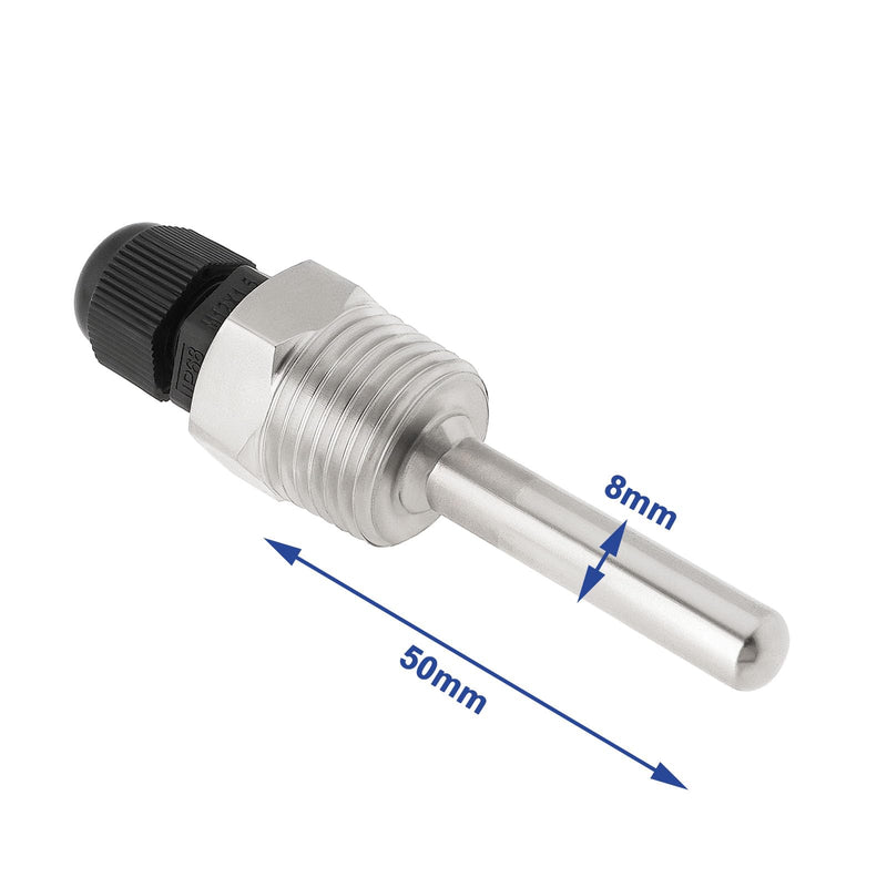 [Australia - AusPower] - OTOTEC Thermowell G1/2 Inch 304 Stainless Steel Temperature Sensor Diving Sleeve Pocket Tool for Temperature Sensor 6 mm Heating (8 x 50 mm) Pack of 2 
