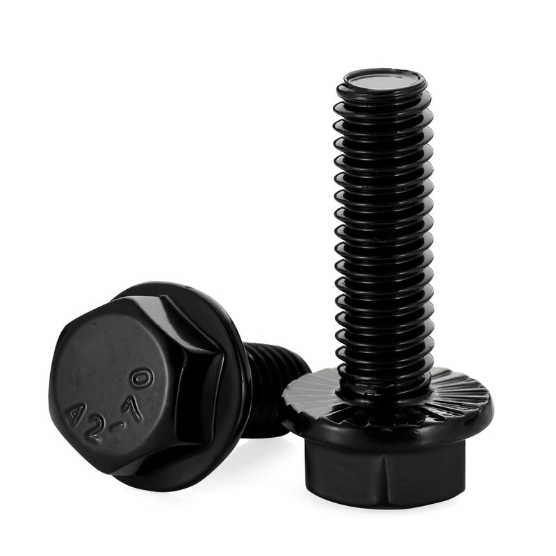 [Australia - AusPower] - 1/4-20 x 1-1/4" Black Flanged Hex Head Bolts Flange Hexagon Screws, Stainless steel 304, Fully Threaded, 25 PCS 1/4-20 x 1-1/4" 