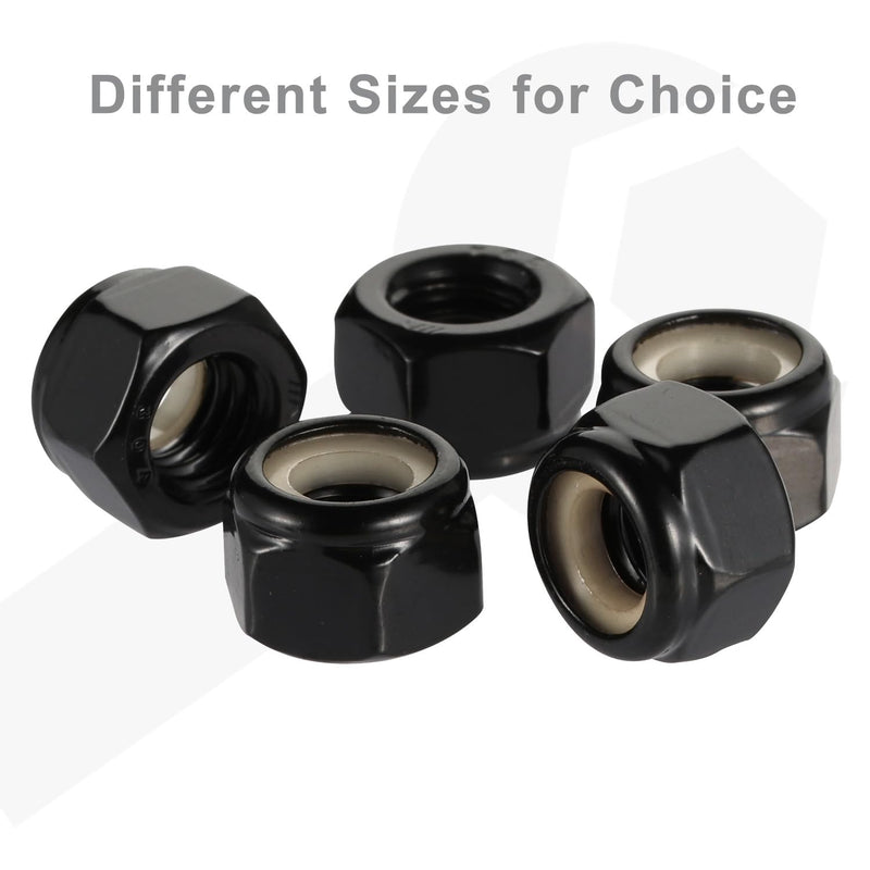 [Australia - AusPower] - 3/8-16 Nylon Insert Hex Lock Nut Stainless Locknuts, 304 Stainless Steel 18-8 Black Finish, Pack of 25 3/8"-16 
