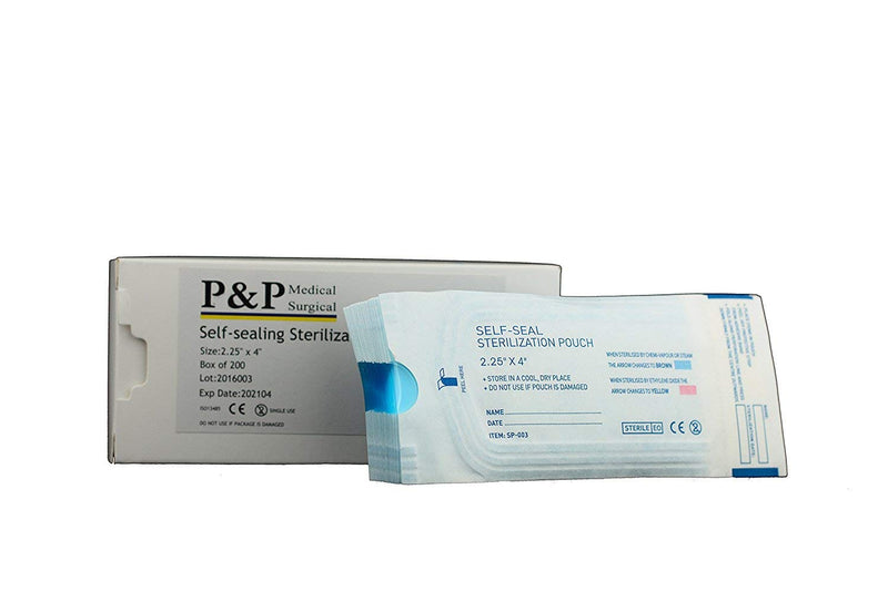 [Australia - AusPower] - Sterilization Pouches 2.25”x4” Self-Sealing Autoclave Bags with Indicators for Professional Surgical Instrument Cleaning by P&P MEDICAL SURGICAL Box of 200 