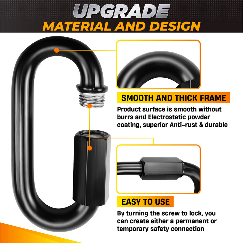 [Australia - AusPower] - 6PCS 3 Heavy Duty Chain Quick Links, 1600 LBS Weight Capacity, Durable, Anti-Rust, High Strength Chain Connector, Carabiner for Big Chain Connecting, Hammock Hanging, Hiking, Camping 6PCS 3 