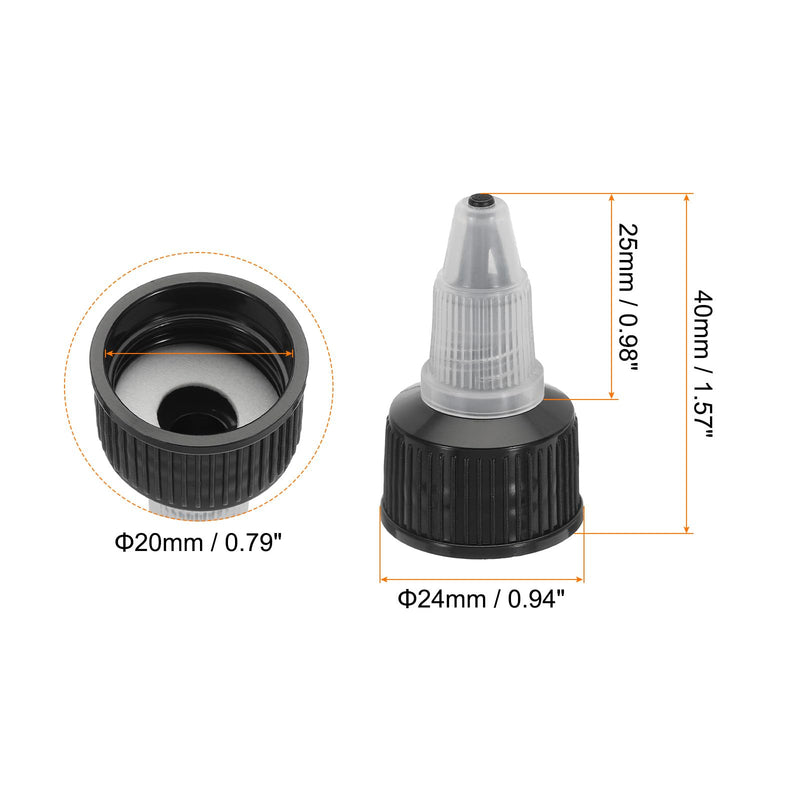 [Australia - AusPower] - PATIKIL Twist Bottle Caps, 25Pcs 20/410 Squeeze Cap Replacement for Water Glue Dispensing Bottles, Paint Bottles, Black 20mm 