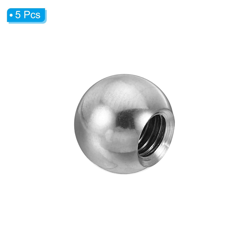 [Australia - AusPower] - PATIKIL M5x10mm Ball Nuts Knob, 5 Pack Female Thread 304 Stainless Steel Round Blind Hole Screw Cap Cover for Lighting Machinery DIY Decoration, Silver 