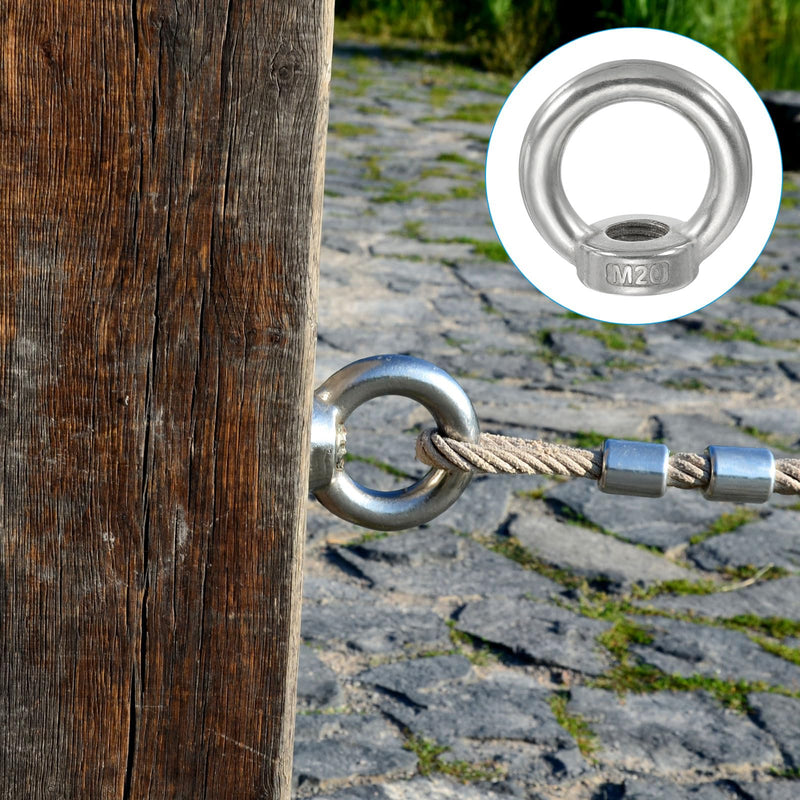[Australia - AusPower] - PATIKIL Lifting Eye Nut M20, 1Pcs 304 Stainless Steel Female Thread Nuts Fastener Shoulder Metric Ring for Marine 1 