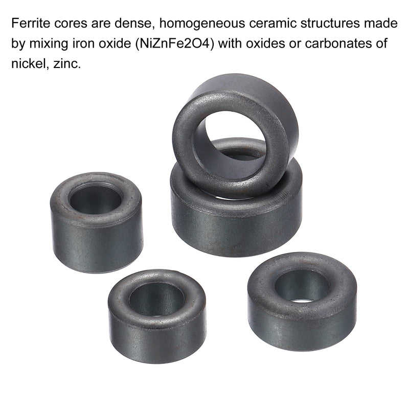 [Australia - AusPower] - PATIKIL Ferrite Toroid Cores Set 17.5x12.7x9.5mm 18x10x10mm 20x10x10mm 22.5x10x13.8mm 25x12x15mm, 20 Pack Transformer Inductor Coil Ring, Black 