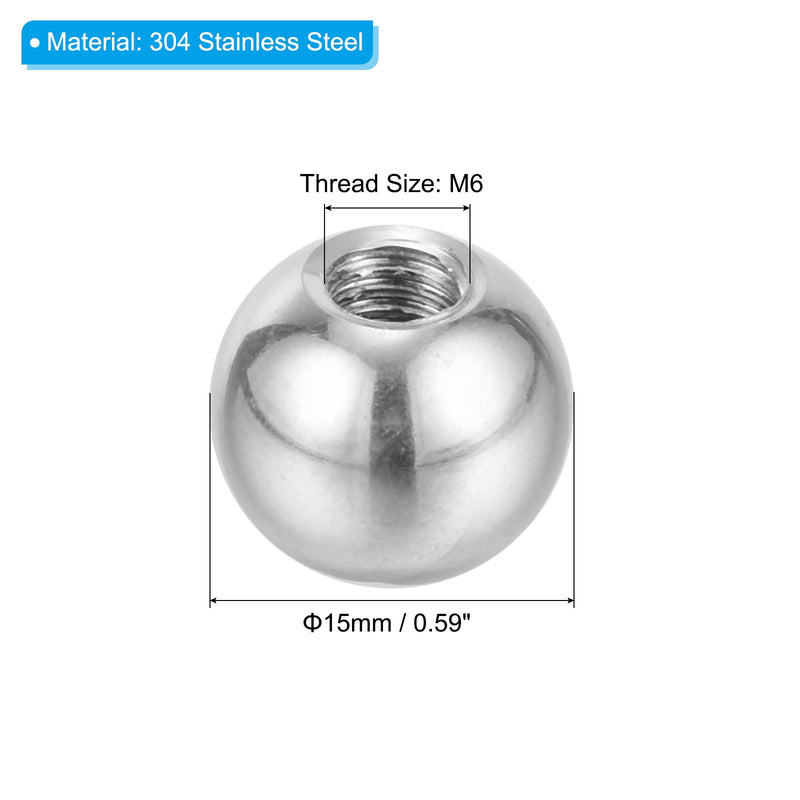 [Australia - AusPower] - PATIKIL M6x15mm Ball Nuts Knob, 3 Pack Female Thread 304 Stainless Steel Round Blind Hole Screw Cap Cover for Lighting Machinery DIY Decoration, Silver 