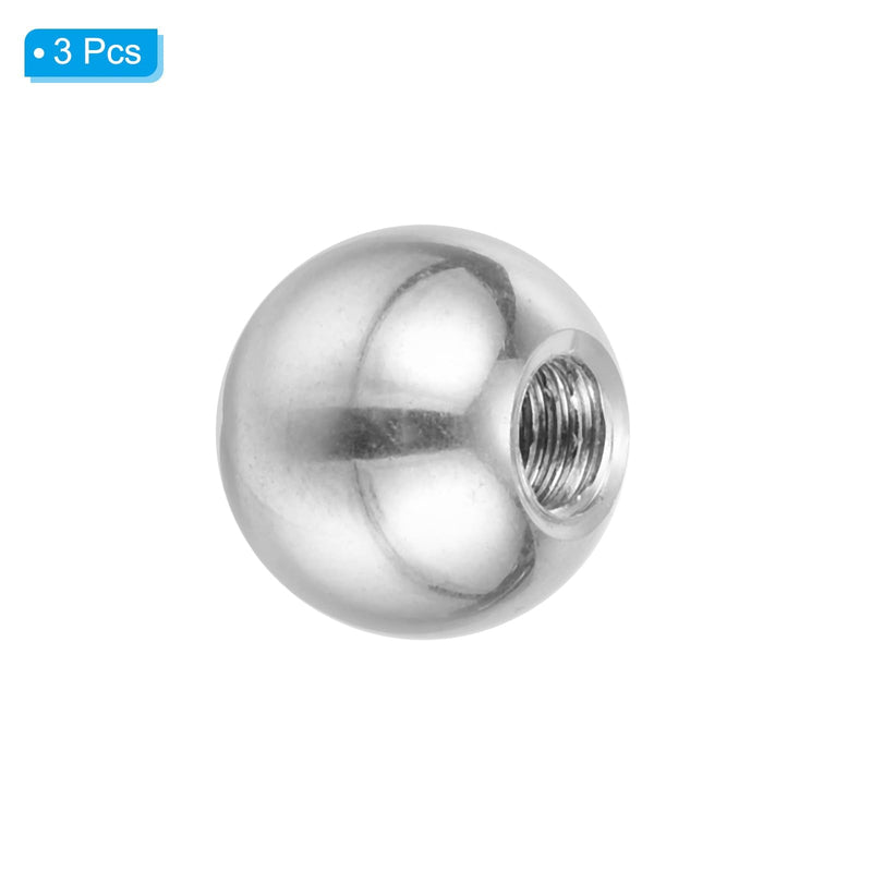 [Australia - AusPower] - PATIKIL M6x15mm Ball Nuts Knob, 3 Pack Female Thread 304 Stainless Steel Round Blind Hole Screw Cap Cover for Lighting Machinery DIY Decoration, Silver 