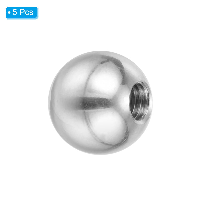[Australia - AusPower] - PATIKIL M6x16mm Ball Nuts Knob, 5 Pack Female Thread 304 Stainless Steel Round Blind Hole Screw Cap Cover for Lighting Machinery DIY Decoration, Silver 