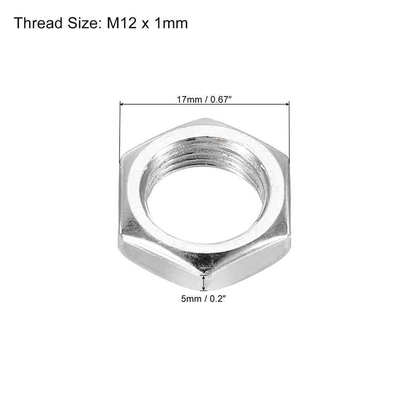 [Australia - AusPower] - PATIKIL M12 x 1.0 Steel Hex Nuts, 30 Pack Metric Thread Zinc Plated Finished Hardware Nuts Screw Bolt Fasteners 5mm Height 