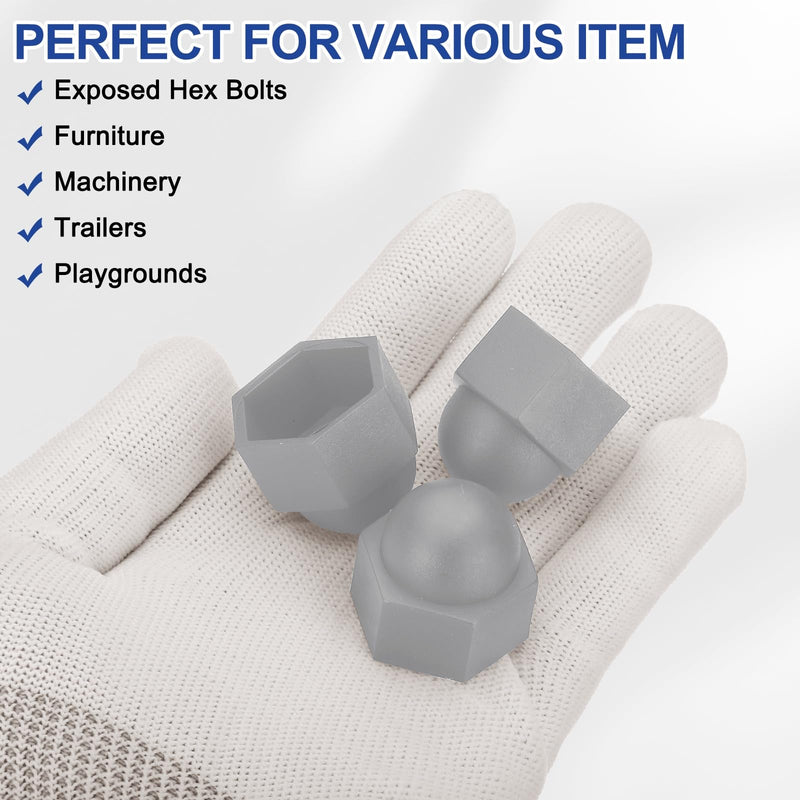 [Australia - AusPower] - PATIKIL 100 Pcs Hex Nut Cover, M14x22x27mm Nylon Screws Bolt Covers Caps Dome Acorn Hex Head Bolt Protection Cap for Screws Nut, Gray 