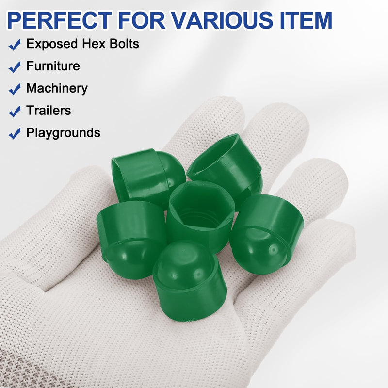 [Australia - AusPower] - PATIKIL 50 Pcs Hex Nut Cover, M12x18x22mm Nylon Screws Bolt Covers Caps Dome Acorn Hex Head Bolt Protection Cap for Screws Nut, Green 
