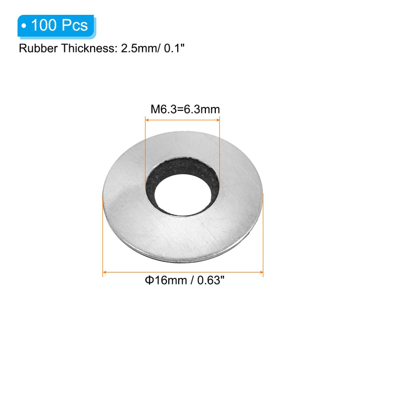 [Australia - AusPower] - PATIKIL 1/4"x5/8" Aluminum EPDM Bonded Sealing Neoprene Rubber Sealing Washers, 100 Pieces Neoprene Rubber Backed Screw Gasket for Machinery Ships Roof (#14x1/4") 1/4"x5/8" 