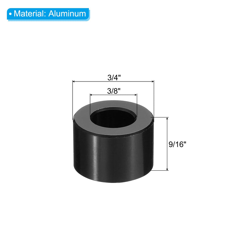 [Australia - AusPower] - PATIKIL M10 Aluminum Spacers, 5 Pcs Metal Spacer Aluminum 3/8" ID x 3/4" OD x 9/16" L Aluminum Spacer Screw Standoff Round for 3/8" or M10 Screw Bolts 9/16" Black 