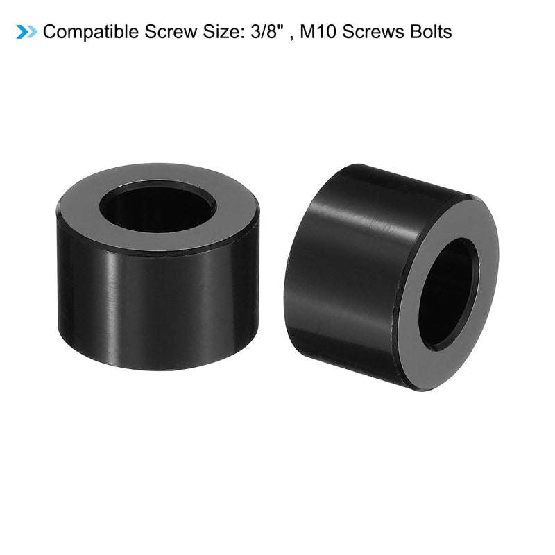[Australia - AusPower] - PATIKIL M10 Aluminum Spacers, 5 Pcs Metal Spacer Aluminum 3/8" ID x 3/4" OD x 9/16" L Aluminum Spacer Screw Standoff Round for 3/8" or M10 Screw Bolts 9/16" Black 