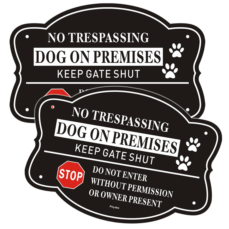 [Australia - AusPower] - 2 Pack No Trespassing Dog On Premises Keep Gate Shut Do Not Enter Sign, 10 x 7 inch Rust Free Aluminum Dog Sign, Weather Resistant, Waterproof, Durable Ink, Easy to Install 