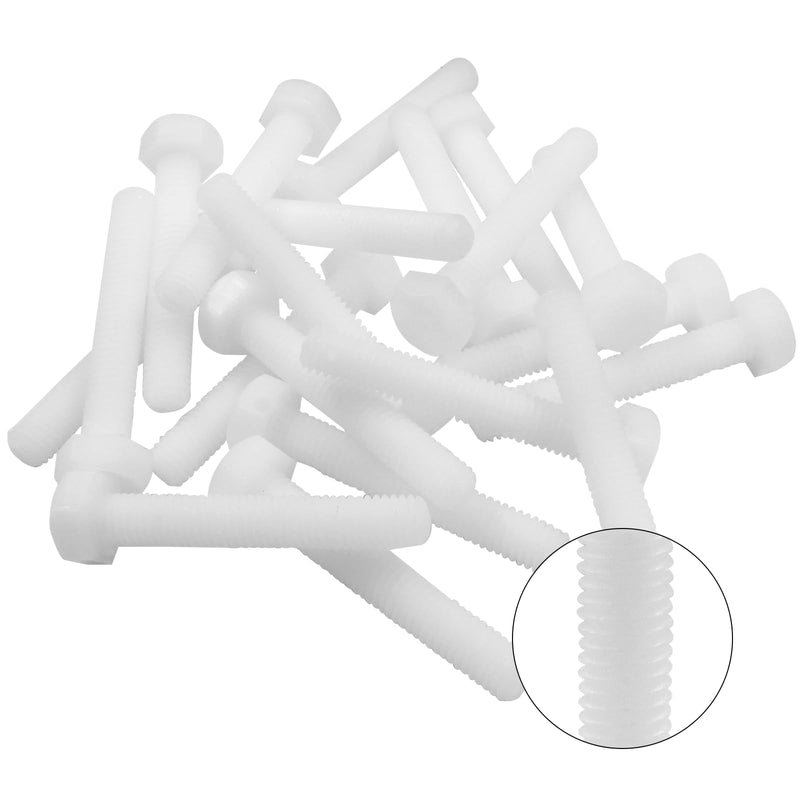 [Australia - AusPower] - 20 Pair M8x50mm White Nylon Hex Bolts Plastic Hex Nuts Full Thread Hex Head Screws and Nuts Set 