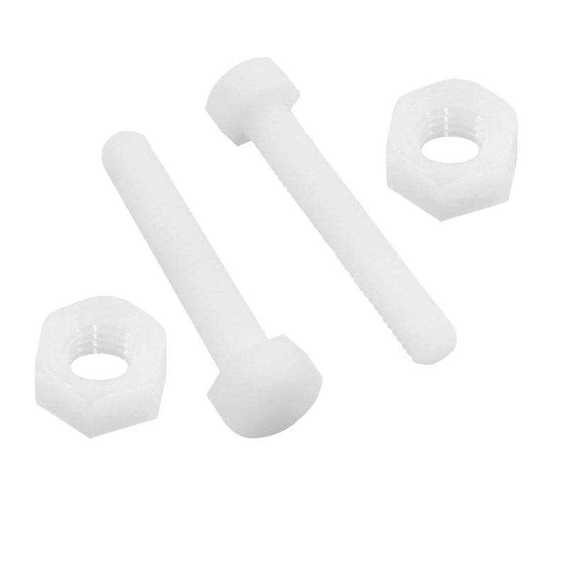 [Australia - AusPower] - 20 Pair M8x50mm White Nylon Hex Bolts Plastic Hex Nuts Full Thread Hex Head Screws and Nuts Set 