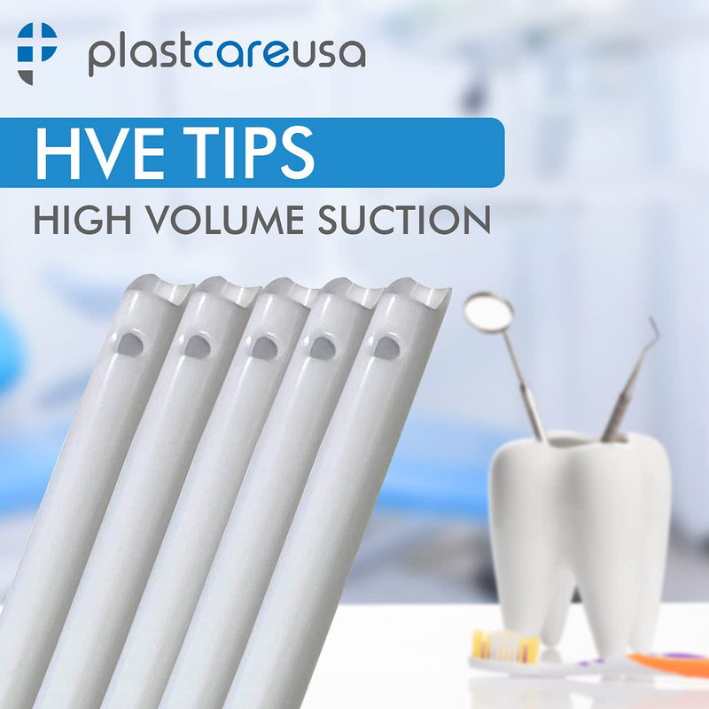 [Australia - AusPower] - High Volume Evacuator HVE Tips - 100 HVE Suction Tips Dental Disposable - Vented Evacuation Aspirator Tips with Smooth Edges (White - 100 Pack) by PlastCare USA 