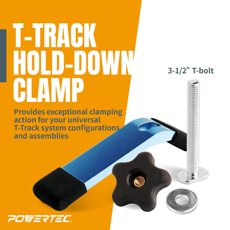 [Australia - AusPower] - POWERTEC 71168-P2V T-Track Hold Down Clamp, 5-1/2" L x 1-1/8" W, 4 Pack, T Track Clamps for Woodworking 5-1/2" HD Clamp, 4PK 