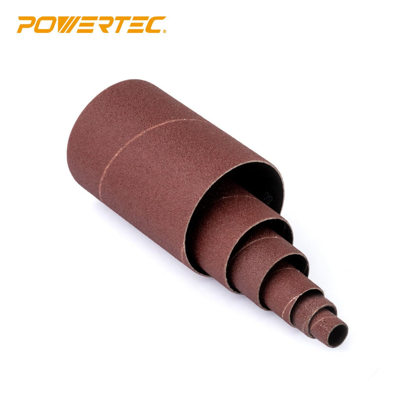 [Australia - AusPower] - POWERTEC 11204 4.5" Sanding Sleeves for Spindle Sander | 80 Grit | Aluminum Oxide Sandpaper Sanding Sleeves 4-1/2” Long in 6 Diameters 1/2”, 3/4”, 1”, 1-1/2”, 2” and 3” – 6 Pk 
