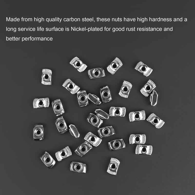 [Australia - AusPower] - 100 Pieces 2020 Series T Nuts, M3 T Slot Nut Hammer Head Fastener Nut, Nickel Plated Carbon Steel for Aluminum Profile 