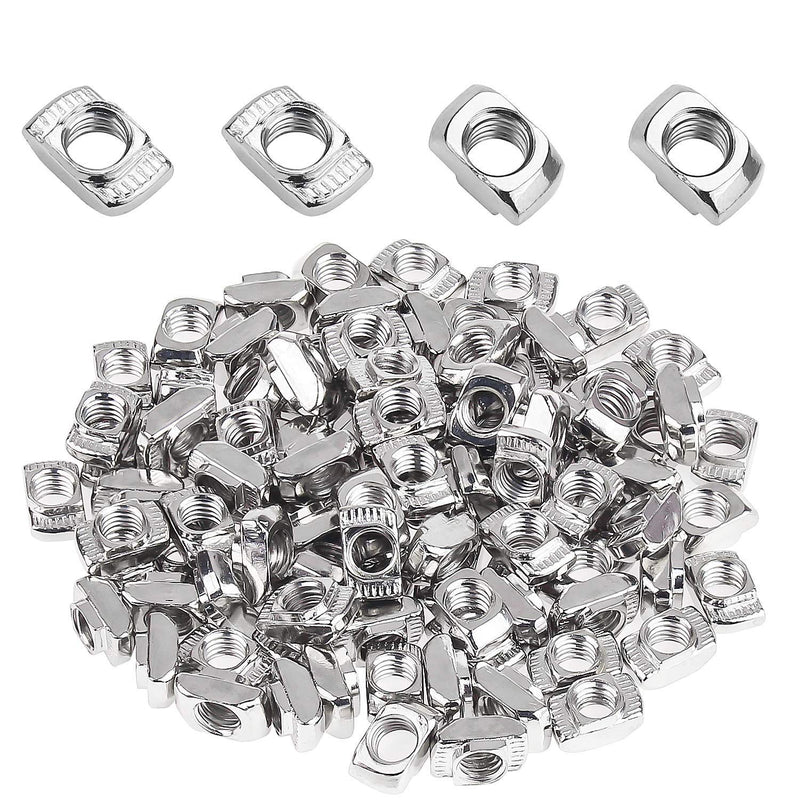 [Australia - AusPower] - 100 Pieces 2020 Series T Nuts, M3 T Slot Nut Hammer Head Fastener Nut, Nickel Plated Carbon Steel for Aluminum Profile 