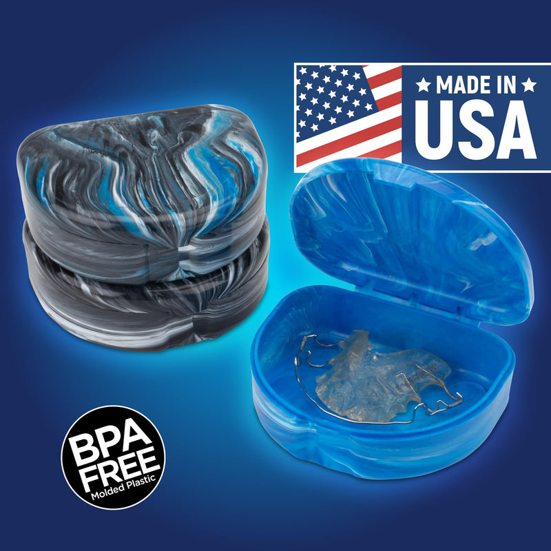 [Australia - AusPower] - Practicon Marble Retainer Cases, Orthodontic Aligner Case, Mouth Guard Holder (3 Pack) (Midnight) Midnight 