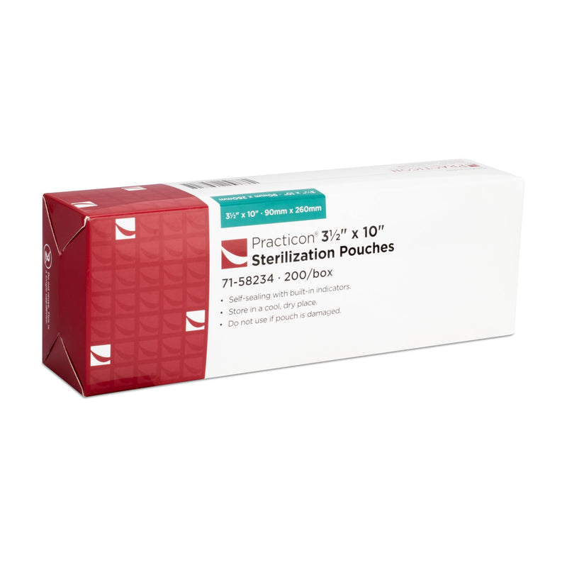 [Australia - AusPower] - Practicon 3.5” x 10” Self-Sealing Sterilization Pouches, Autoclave Sterilizer Bags with Indicators for Dental, Medical, Tattoo, Nail Instruments and Tools, 200 Per Box 3.5” x 10” 