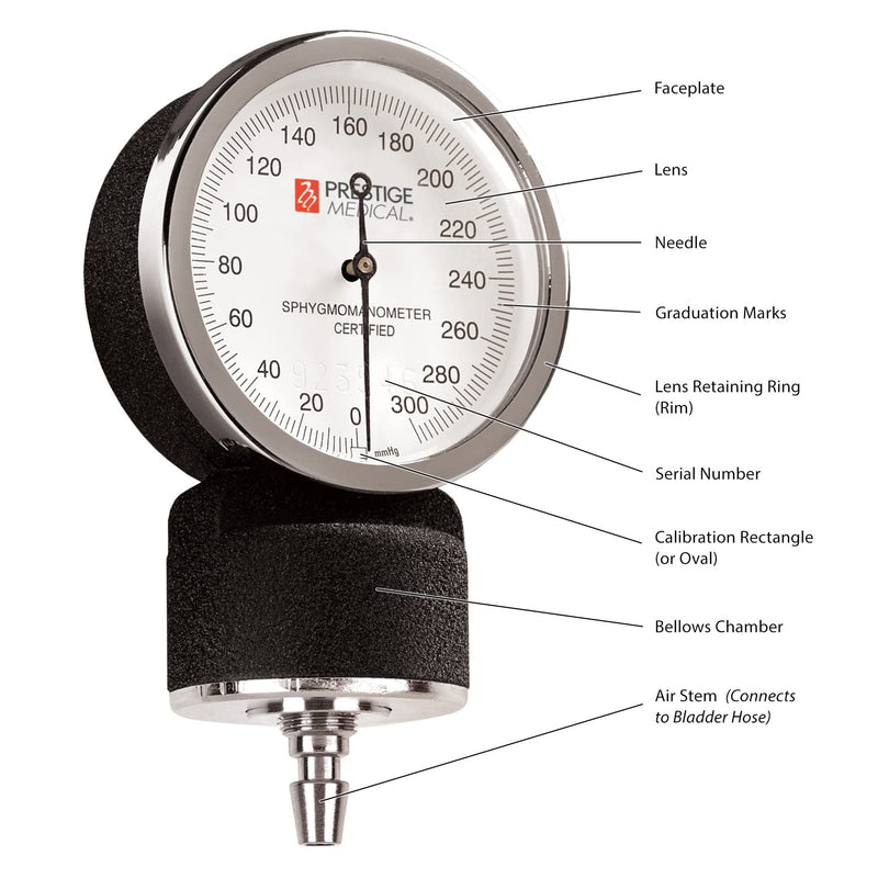 [Australia - AusPower] - Prestige Medical Premium Adult Aneroid Sphymomanometer In Box Packaging, Medical Symbols Pewter 