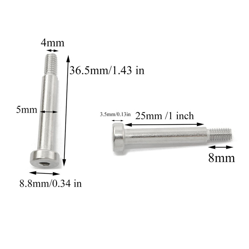 [Australia - AusPower] - 4pcs 304 Stainless Steel Hex Socket Shoulder Bolt M4 Thread 5mm Shoulder Dia 25mm Shoulder Length for Textile, Hydraulic, Injection Molding and Machinery Industries M4x25mm 