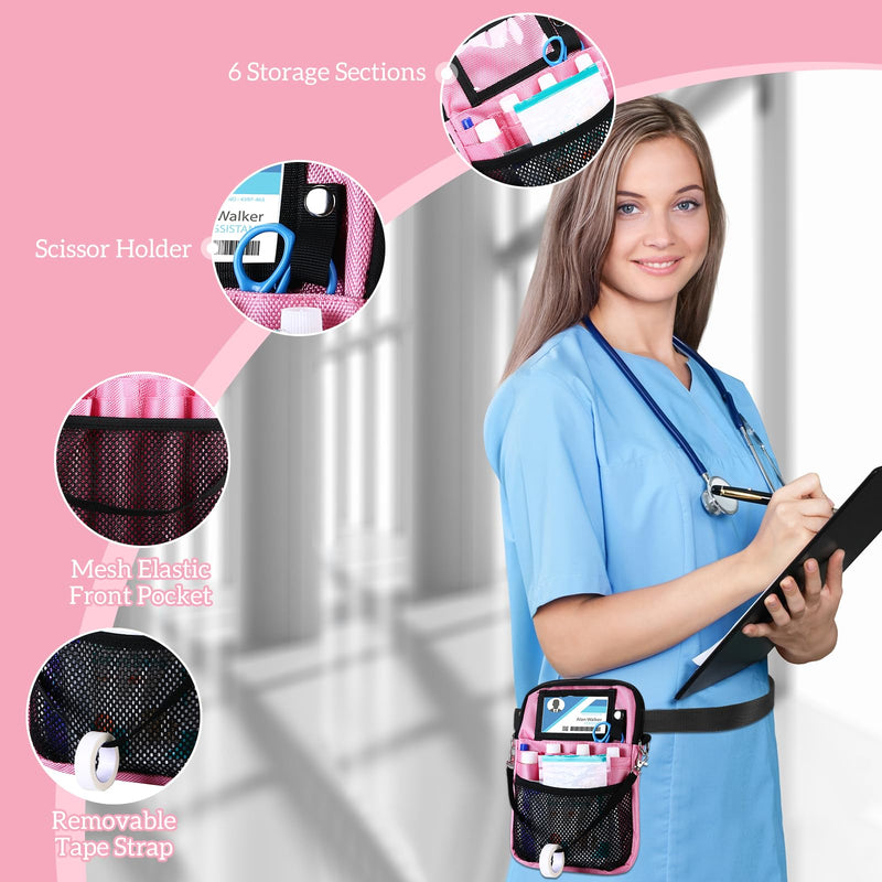 [Australia - AusPower] - ProCase Nurse Fanny Pack, Lightweight Utility Organizer Pouch for Medical Supplies, Stethoscope, Scissors for RN EMT Vet -Pink, Small Pink 