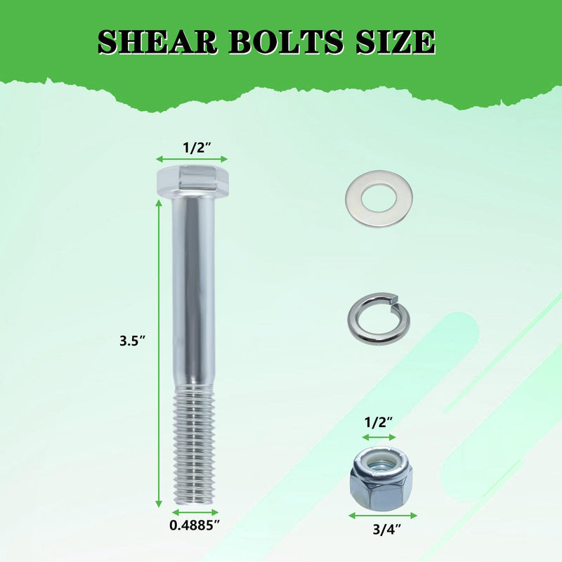 [Australia - AusPower] - 500101 Shear Bolt for Rotary Cutters & Gearboxes, Grade 5, 1/2" x 3-1/2", with Nylock Nuts, Washer, and Spring Washer, 5-Pack (Grade 5-5 Pack) Grade 5 -5 Pack 