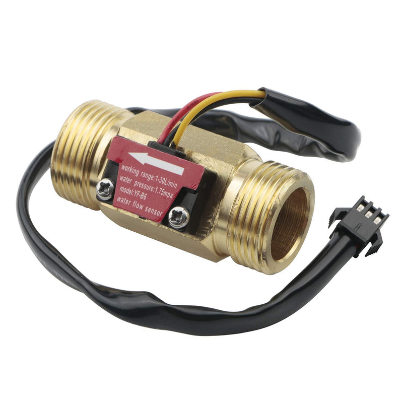 [Australia - AusPower] - 1Pcs G3/4" Hall Effect Liquid Water Flow Sensor Brass Switch Flowmeter Counter Meter DC 5V 1-30L/min 